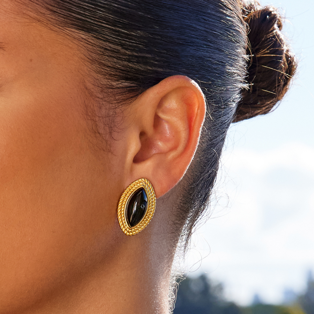 Minđuše Madison – crno-zlatne